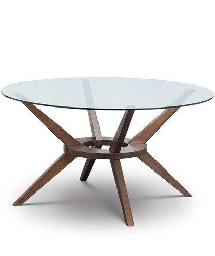 Round walnut dining table - dining,